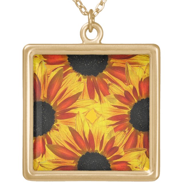 Red and Yellow Sunflowers for Ukraine Necklace
