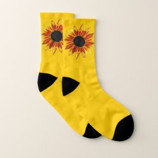 Red and Yellow Sunflowers for Ukraine Socks