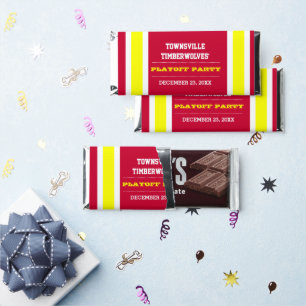 Red and Yellow Team Football Party Hershey Bar Favors