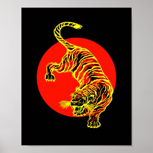 Red and Yellow Tiger Circle Poster