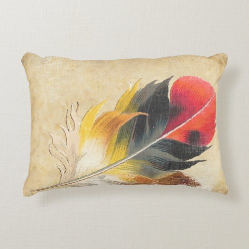 Red and Yellow Trendy Feather Decorative Pillow