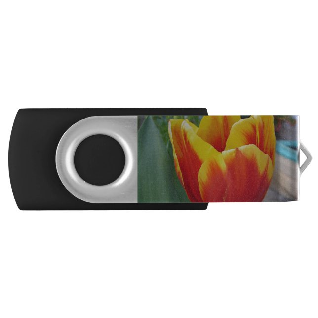 Red and Yellow Tulip floral Garden Photo Flash Drive (Front)