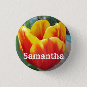 Red and Yellow Tulip floral Garden Photo Key Ring  Button