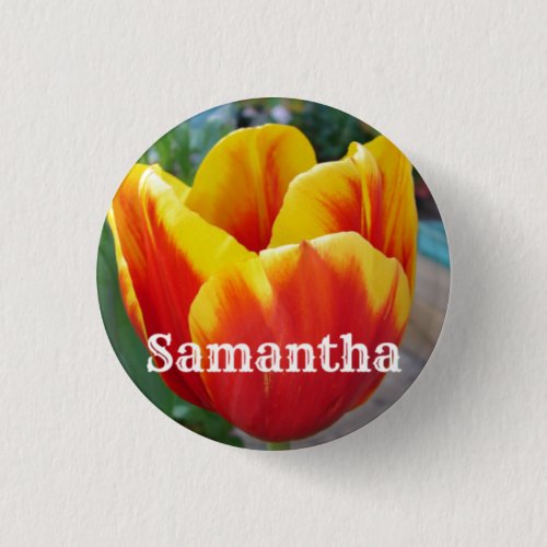 Red and Yellow Tulip floral Garden Photo Key Ring  Button