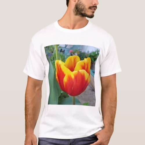 Red and Yellow Tulip floral Garden Photo T_Shirt