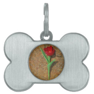 Red and Yellow Tulip Pet Name Tag