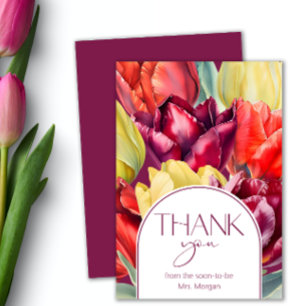 Red and yellow tulips Bridal shower Thank You Card