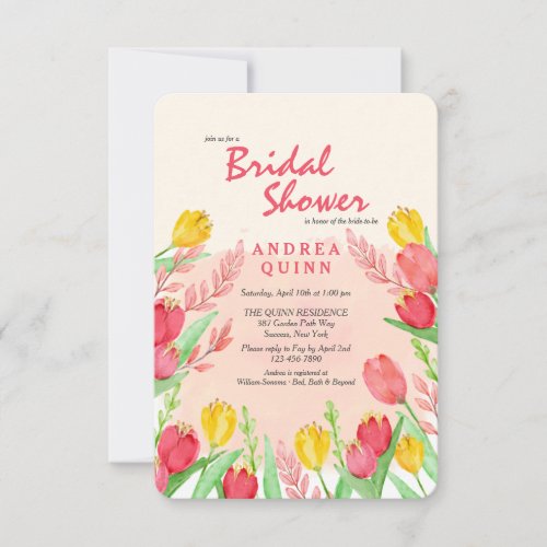 Red and Yellow Tulips Invitation