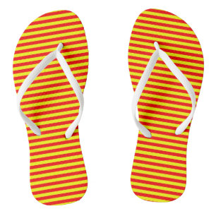 Red and Yellow Vintage Thin Stripes Flip Flops