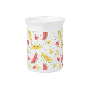 Red and Yellow Watercolor Watermelons Pattern Beverage Pitcher