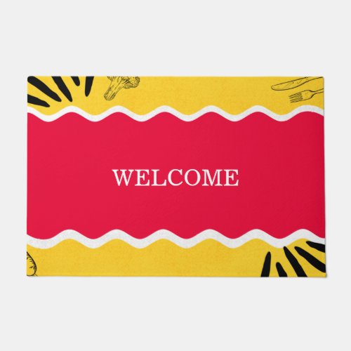 RED AND YELLOW WELCOME DOORMAT