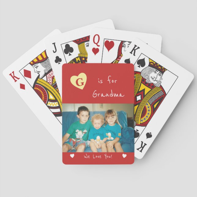 Red and yellow with photo and name poker cards (Back)
