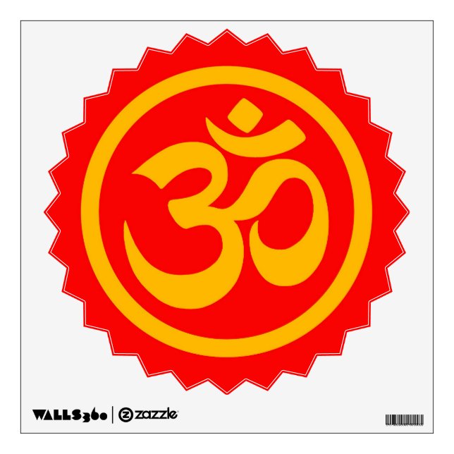 Red and Yellow Yoga Om Circle Wall Sticker (Front)