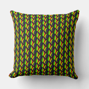 Red and yellow ZigZag or green 3D square crooked Throw Pillow
