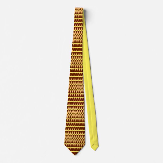 Red and yellow zigzag pattern vibrant         neck tie (Front)
