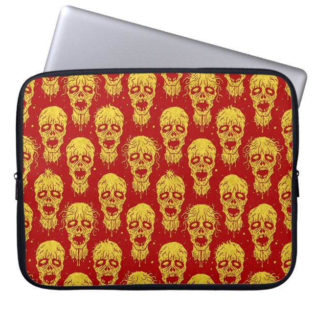 Red and Yellow Zombie Apocalypse Pattern Laptop Sleeve (Front)