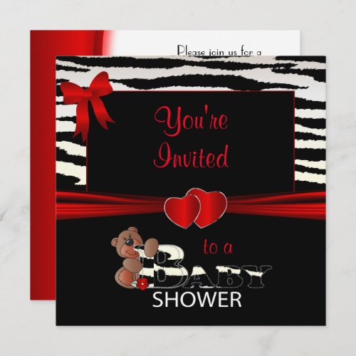 Red and Zebra Stripes for a Baby Shower Invitation