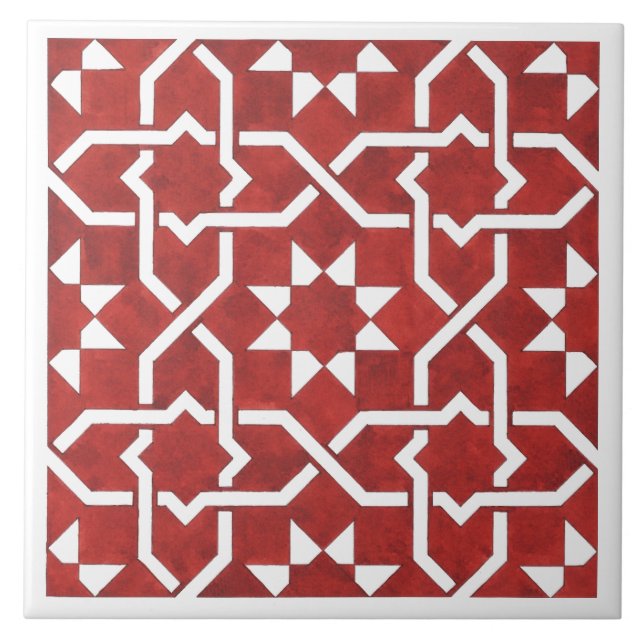 Red Andalusian mosaic SEVILLE Ceramic Tile (Front)