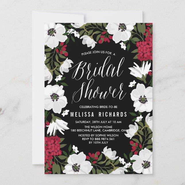 Red Anemone Blooms Bridal Shower Invitation (Front)