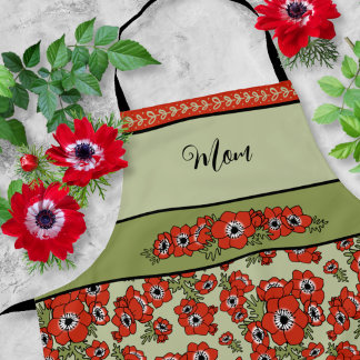 Red Anemone Floral Apron