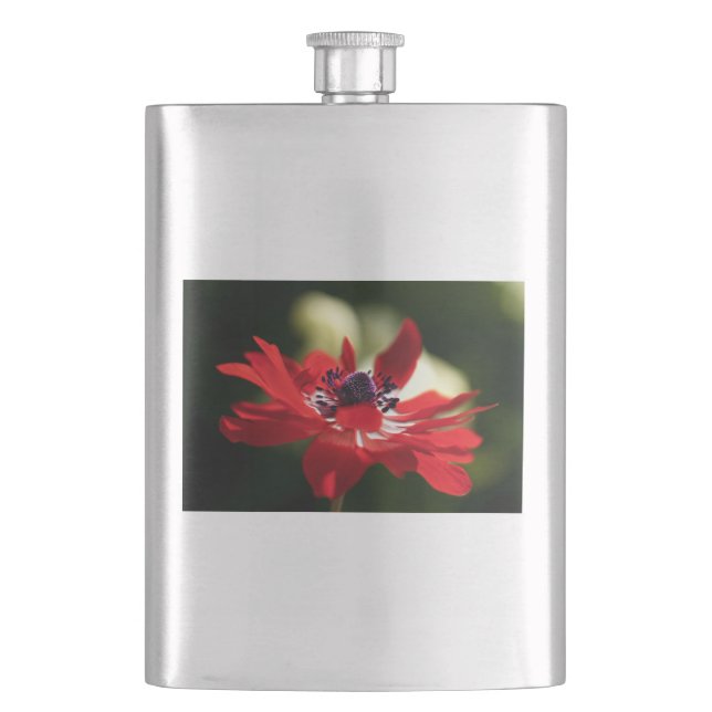 Red Anemone Flower Flask (Front)