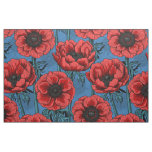 Red anemone garden fabric