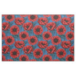 Red anemone garden fabric