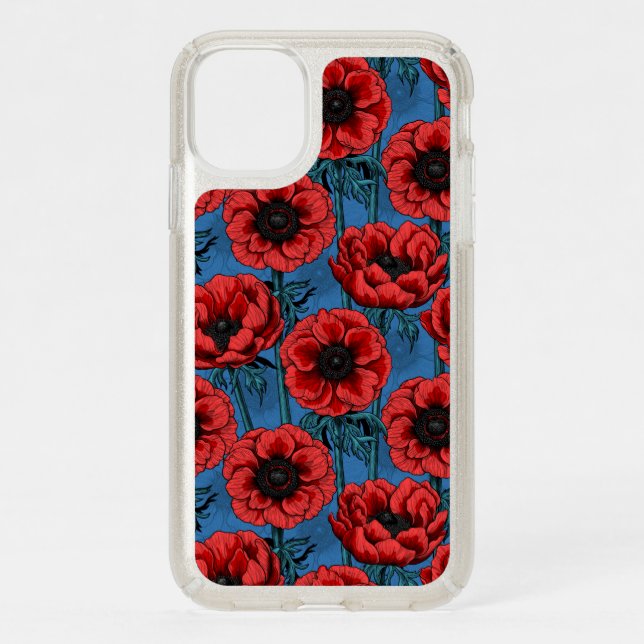 Red anemone garden speck iPhone 11 case (Front)