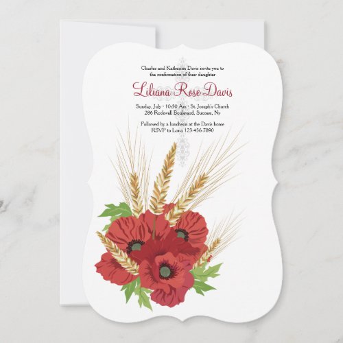 Red Anemones and Wheat Invitation