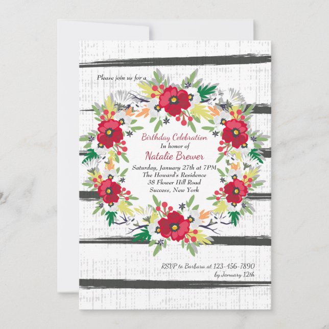 Red Anemones Invitation (Front)