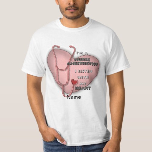 Red Anesthetist Nurse Heart custom name t_shirt