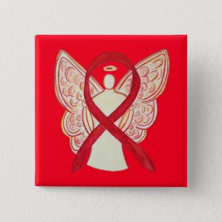 Red Angel Awareness Ribbon Custom Art Pins