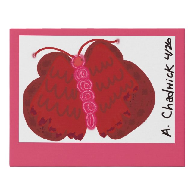 Red Angel Butterfly Faux Canvas Print (Front)