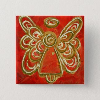 Red Angel Button Pin