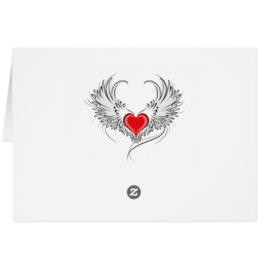 Red Angel Heart with wings (Back Horizontal)