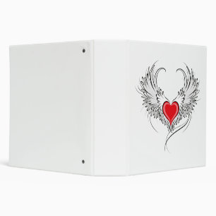 Red Angel Heart with wings 3 Ring Binder