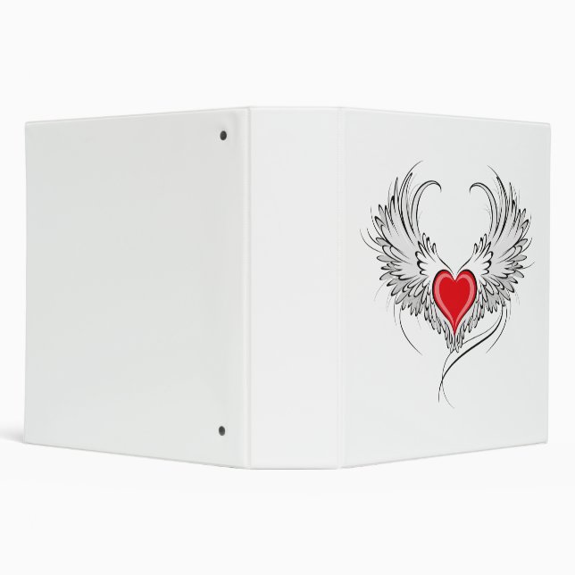 Red Angel Heart with wings 3 Ring Binder (Background)