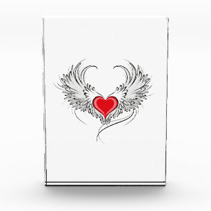 Red Angel Heart with wings Acrylic Award