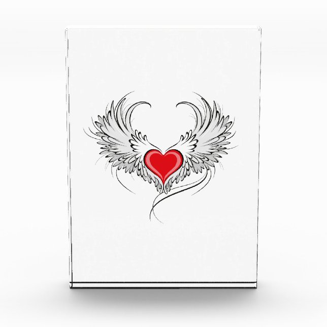 Red Angel Heart with wings Acrylic Award (Front)