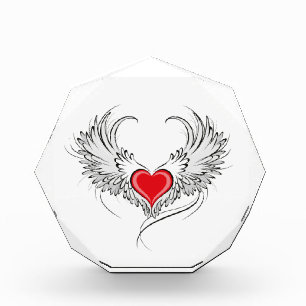 Red Angel Heart with wings Acrylic Award