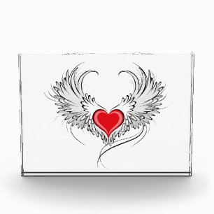 Red Angel Heart with wings Acrylic Award