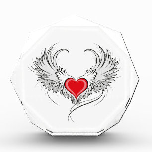 Red Angel Heart with wings Acrylic Award
