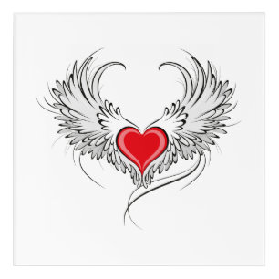 Red Angel Heart with wings Acrylic Print