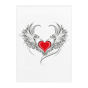Red Angel Heart with wings Acrylic Print