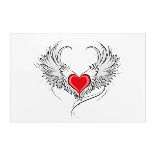 Red Angel Heart with wings Acrylic Print