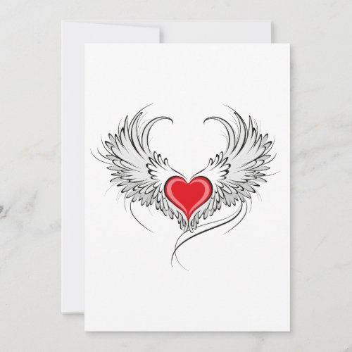Red Angel Heart with wings Advice Card