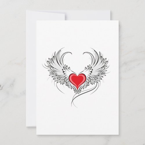 Red Angel Heart with wings Advice Card