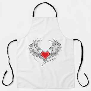 Red Angel Heart with wings Apron