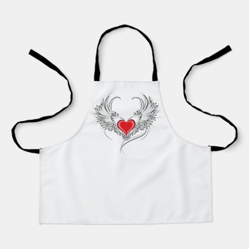 Red Angel Heart with wings Apron