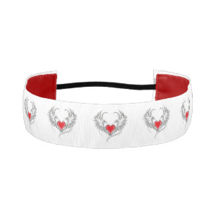 Red Angel Heart with wings Athletic Headband